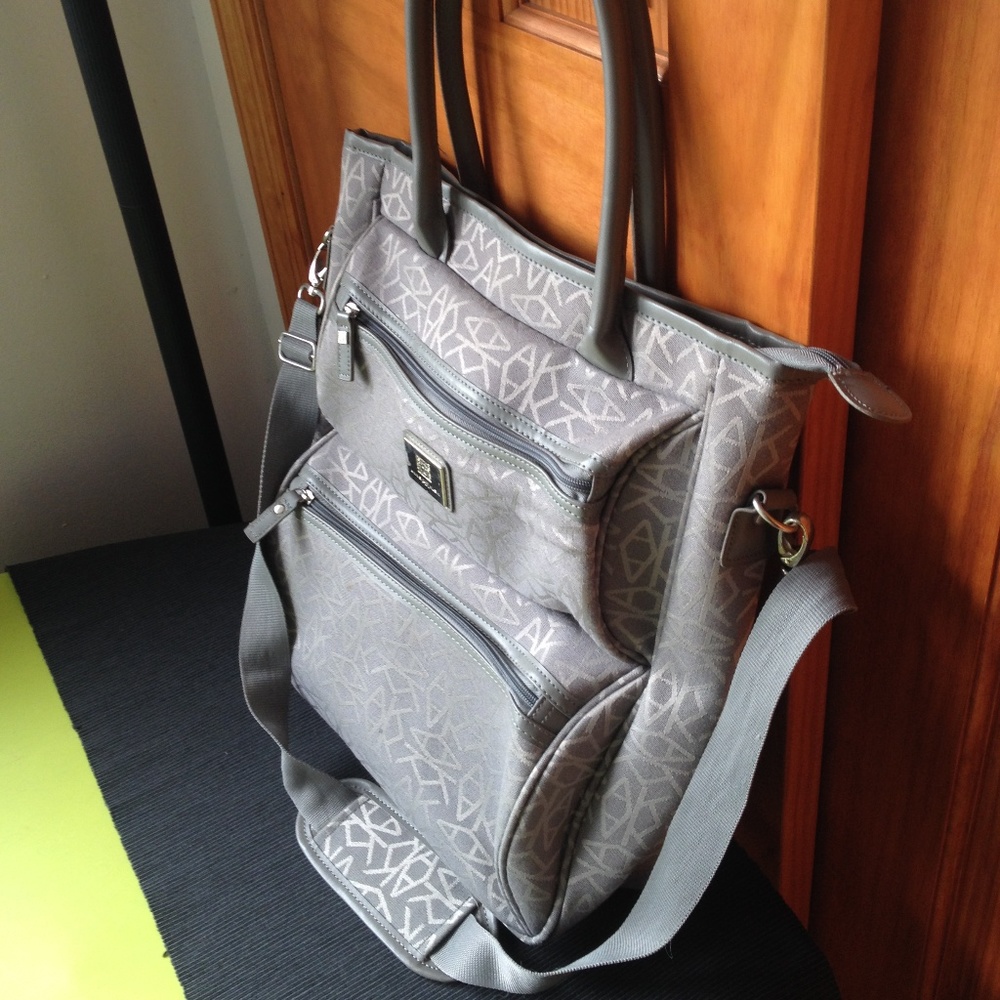 Ak Large Gray Canvas Tote With Strap - image 2